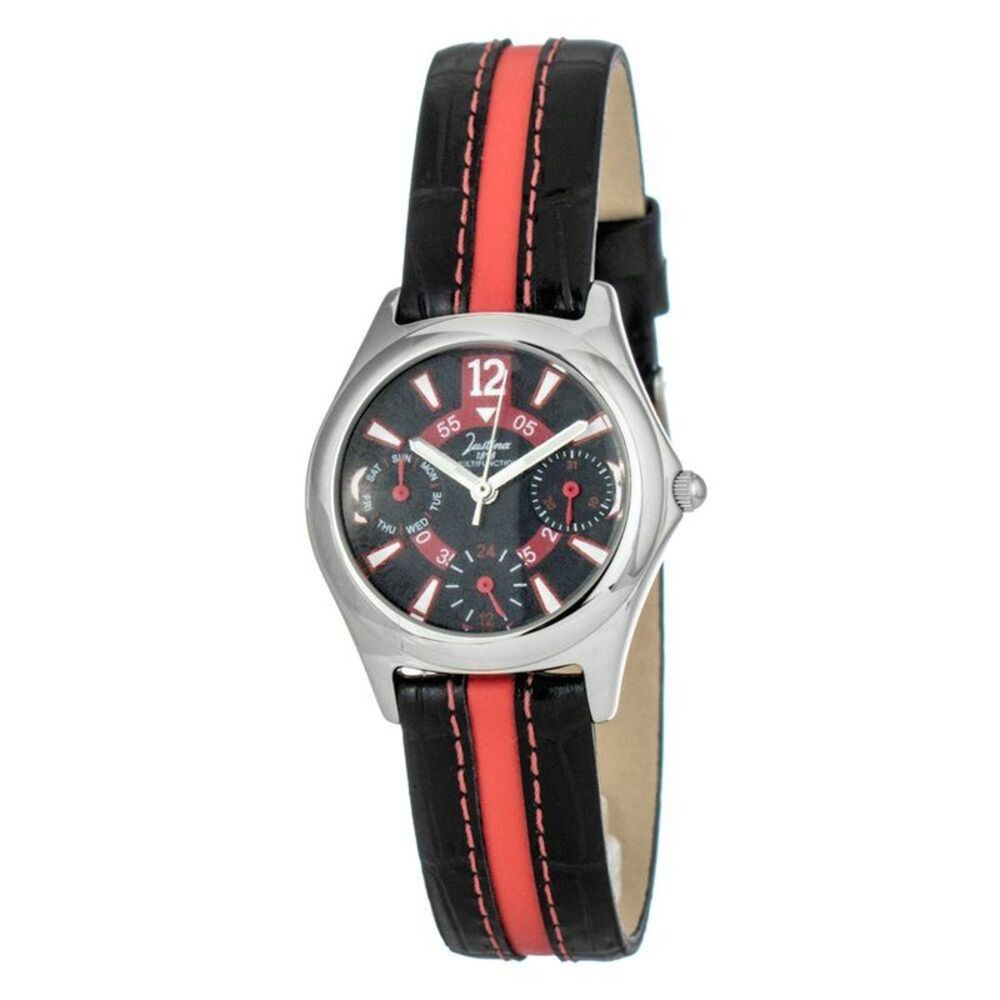 JUSTINA Elegant Leather Sport Watch Women Black Watches